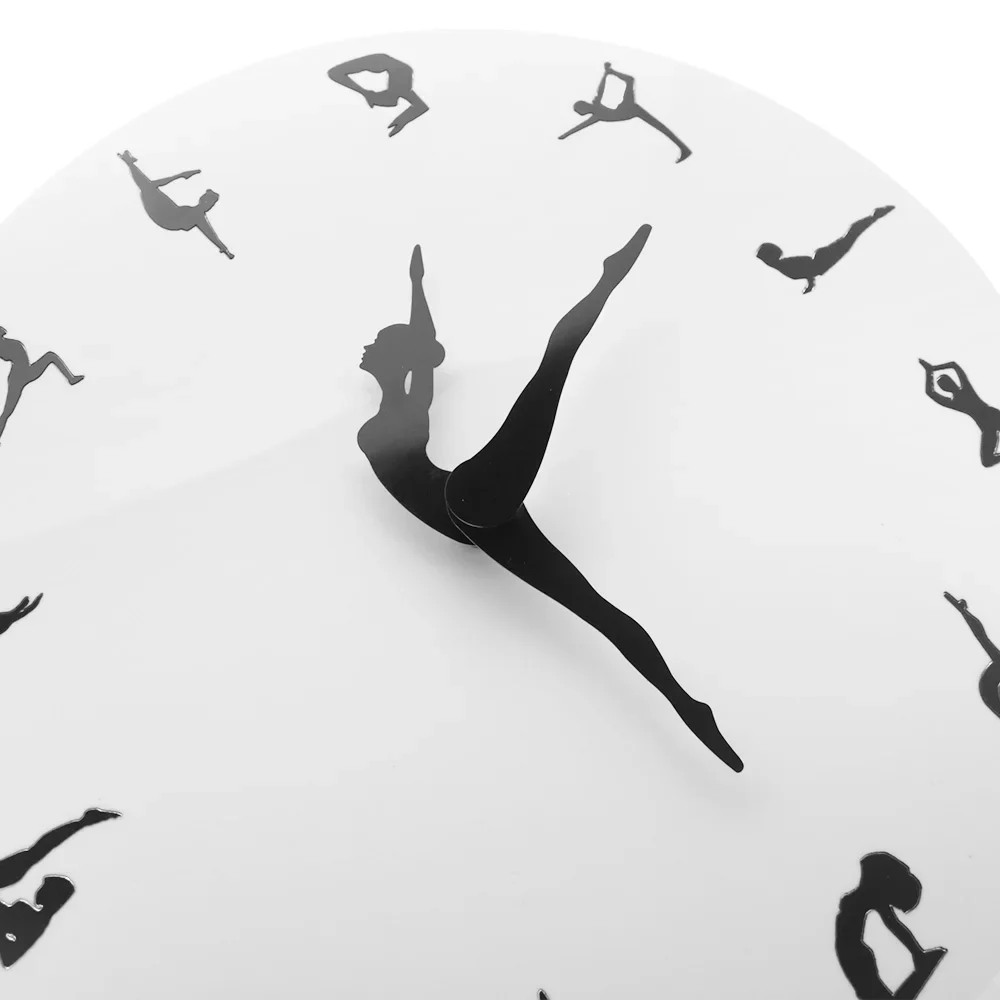 HQ Yoga Postures Wall Clock  Fitness Flexible Girl Silent Modern Clock Watch Home Decor Meditation Decor Yoga Studio Relax Gift