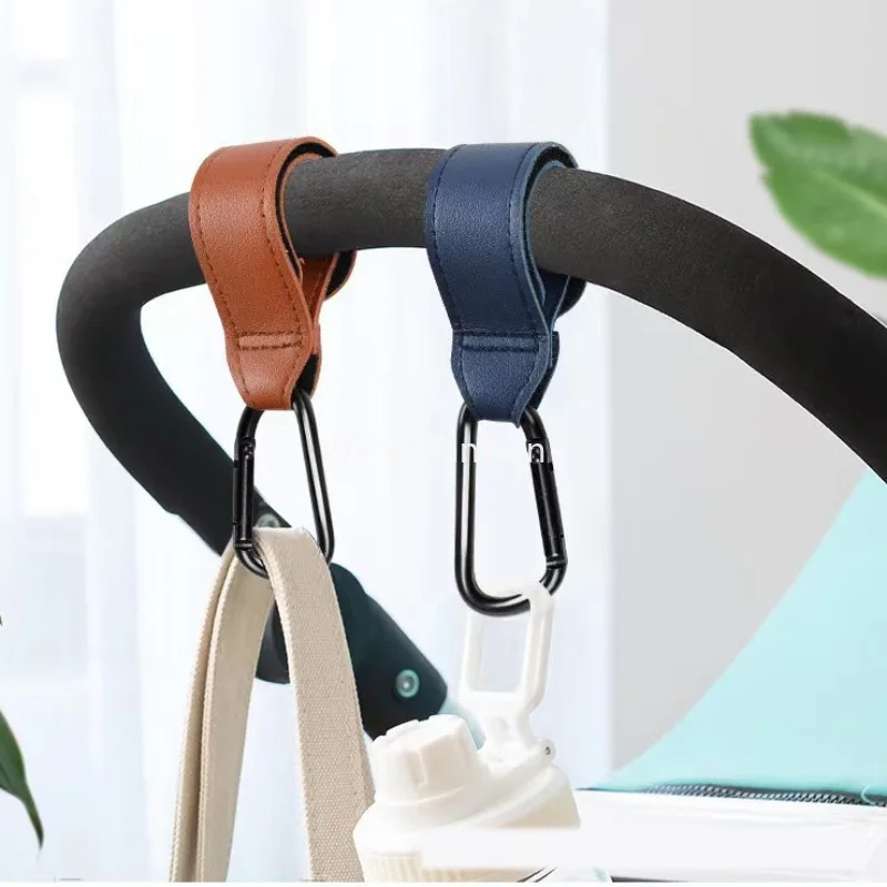 1PCS Baby Stroller Hook PU Leather Adjustable Pram Hook Cart Organizer Diaper Bag Hanger Children Boy Girl Travel Accessories