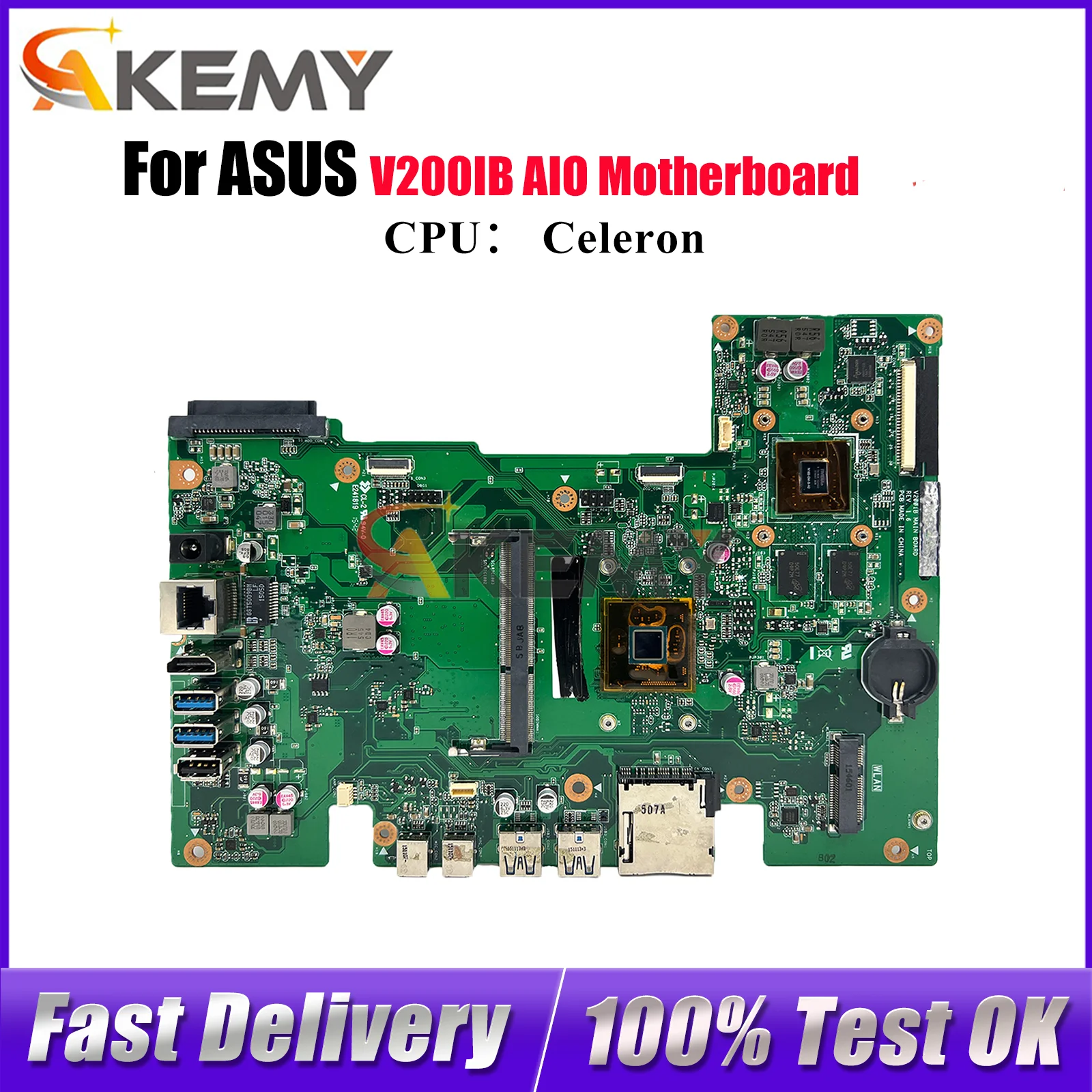 

Материнская плата V200IB для ASUS Vivo AiO V200IB V200I, материнская плата с процессором Celeron, 100% тестирование, ОК, быстрая доставка, высокое качество