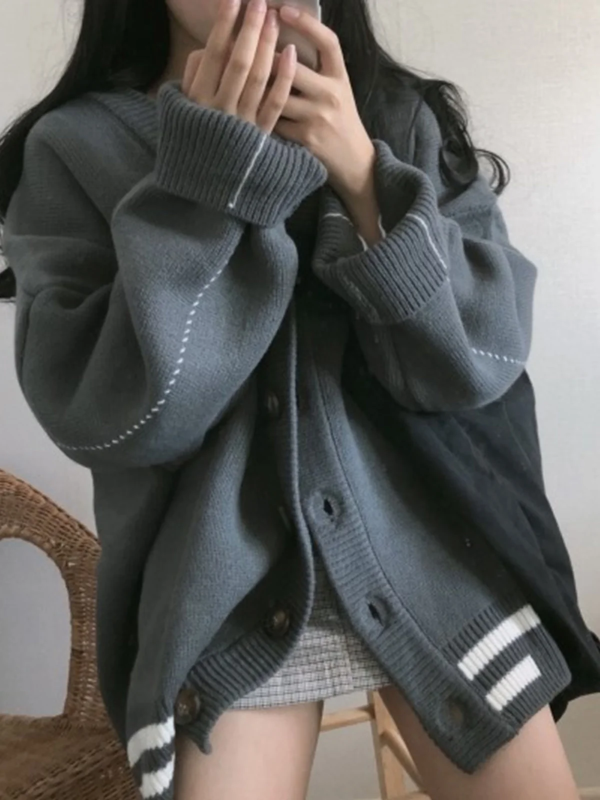 Korean Sle Warm Thiened Knitted Sweater Cardigan Women's Lazy Sle Long Sve Casual Outerwear Autumn Winter Loose Fit