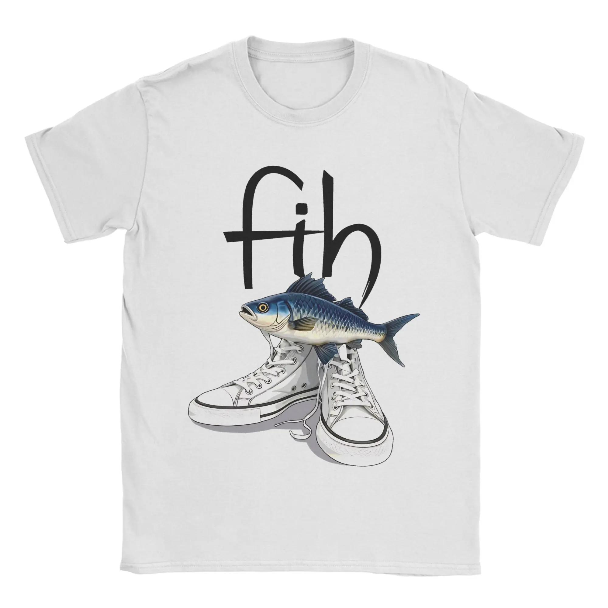Streetwear Fih Shoes Fish Funny Misspelled Fish Meme Fih Calling Humor T Shirt Men Round Neck Clothes  Cotton Summer Top Tee