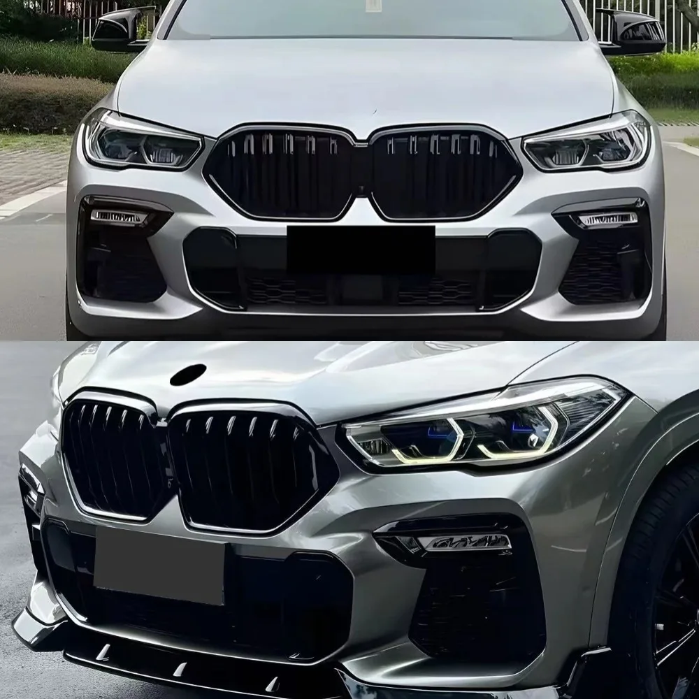 

For BMW X6 G06 2020-2023 Front Bumper Kidney Grill Single Double Slat ABS Racing Grille Car Accessory Replacement Auto Part