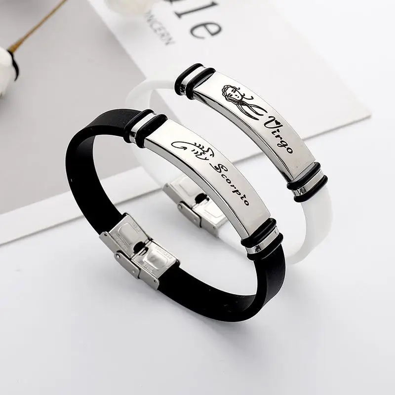 10Pieces 21.5cm Zodiac Bracelet Couple Bracelet Birthday Gift Personalized Fashion Bracelet for Partner Fashion Jewelry