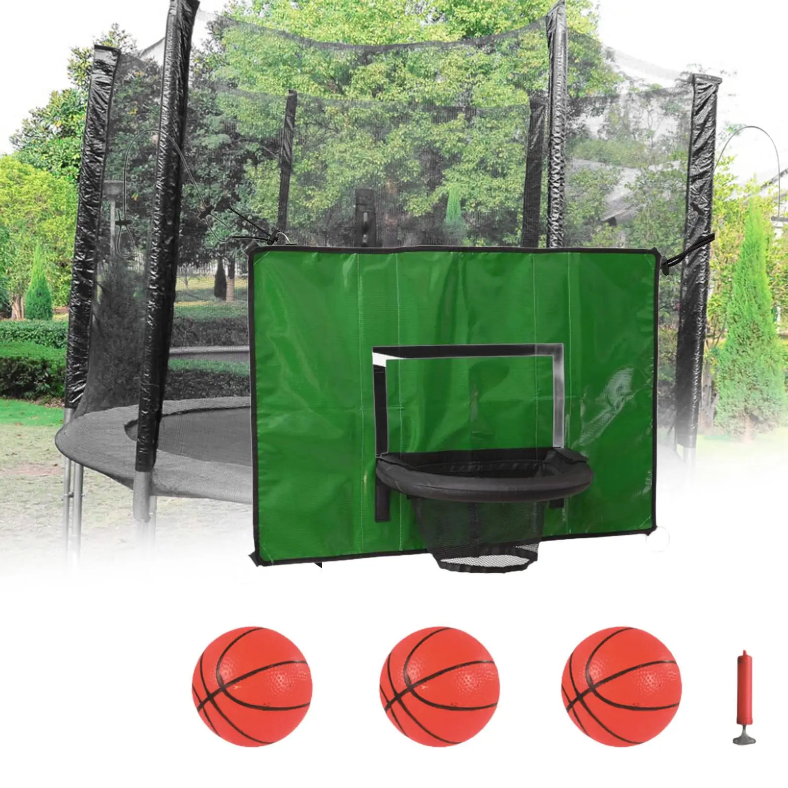 

Trampoline Basketball Hoop Attachment Waterproof Universal Accessories Easily Install for Backyard Portable with Mini Balls