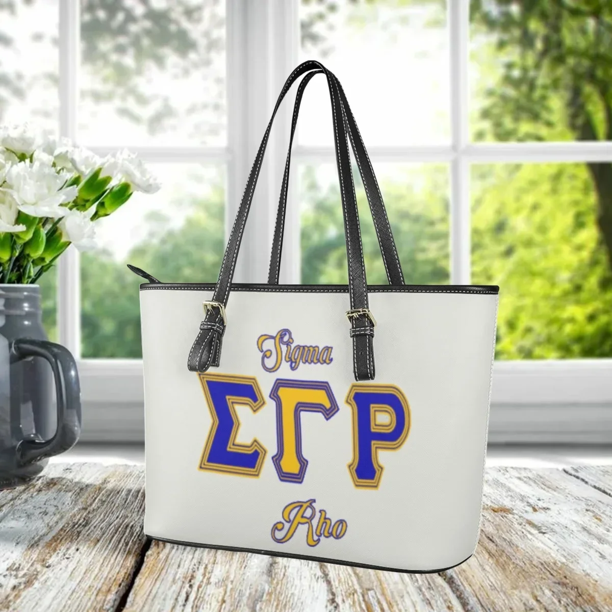 Bolso de mano de cuero PU con cremallera, bolso de mano de diseñador de lujo, estampado de Sigma Gamma Rho, gran capacidad, Asa superior, diario, calle