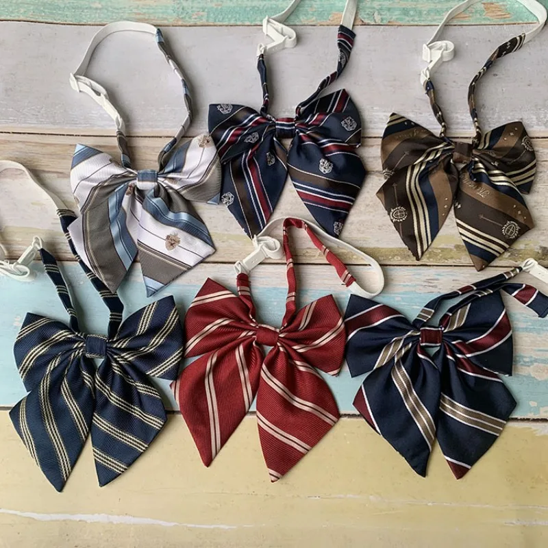 

Разноцветный полосатый повседневный значок с бантом, украшенный галстуком, аксессуары для студенческой формы, студенческий стиль, воротник с бантом, цветок