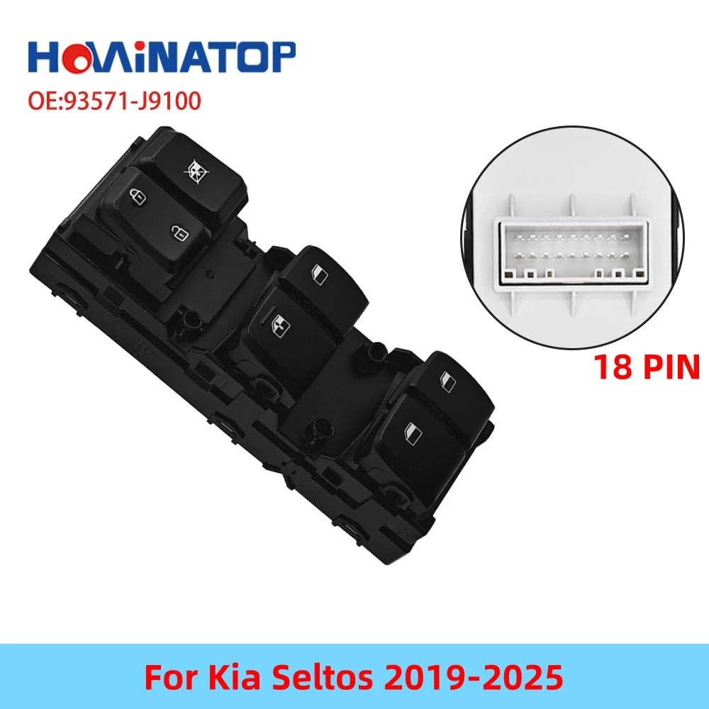 

HOWINATOP 93571-J9100 18PIN AUTO Master Power Window Switch For Kia Seltos 2019-2025 LHD Driver Side OEM Replacement