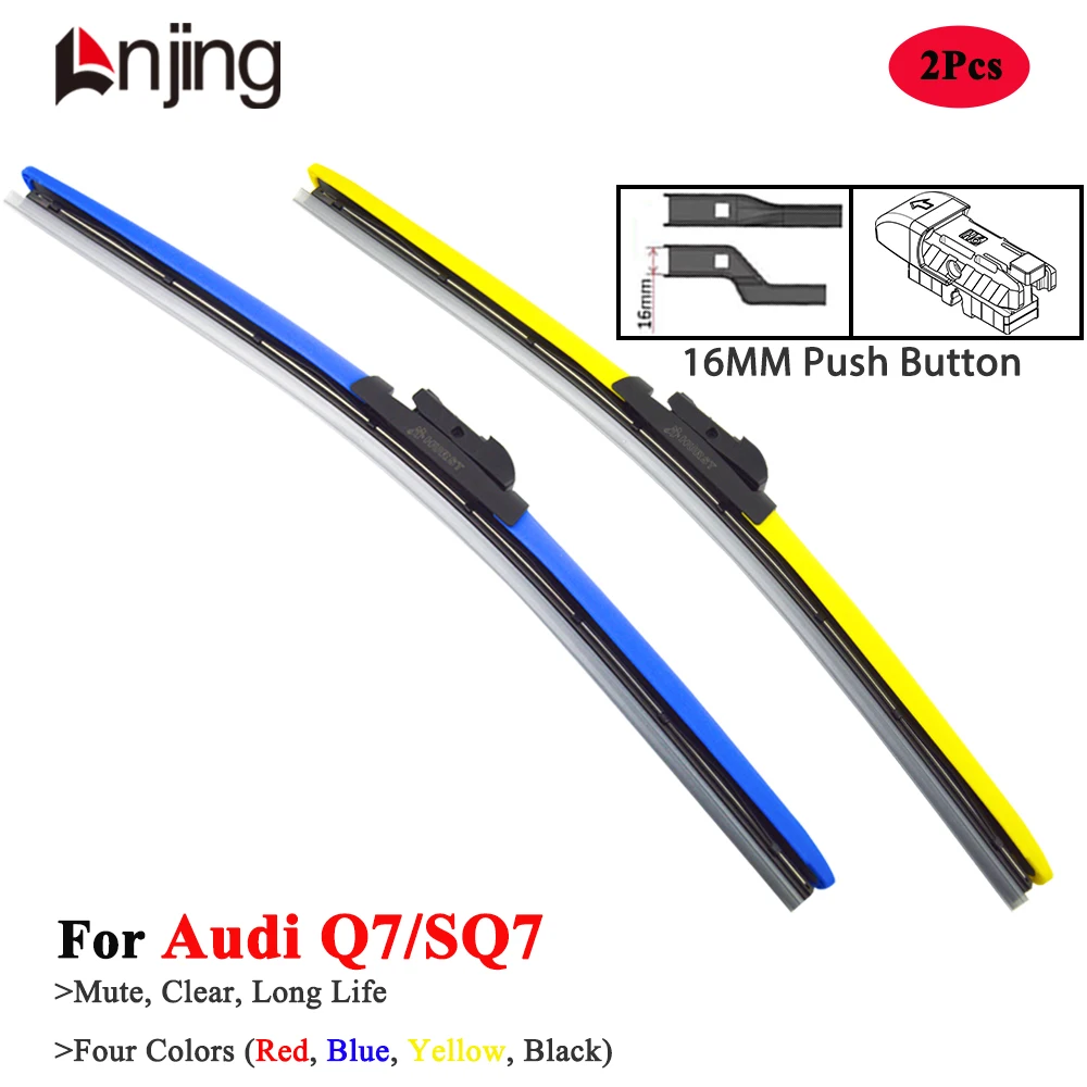 LNJING Colorful Wiper Blades For Audi Q7 SQ7 4M 4L S Line Facelift 2005 2007 2008 2015 2016 2017 2020 2022 2024 Car Accessories