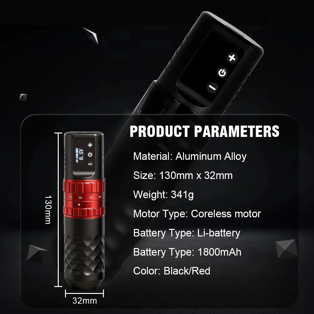 Wireless Tattoo Machine Pen Coreless Motor 7 Strokes Rotary Tattoo Gun with 1800mAh Battery LED Touch Screen Tattoo Supplies