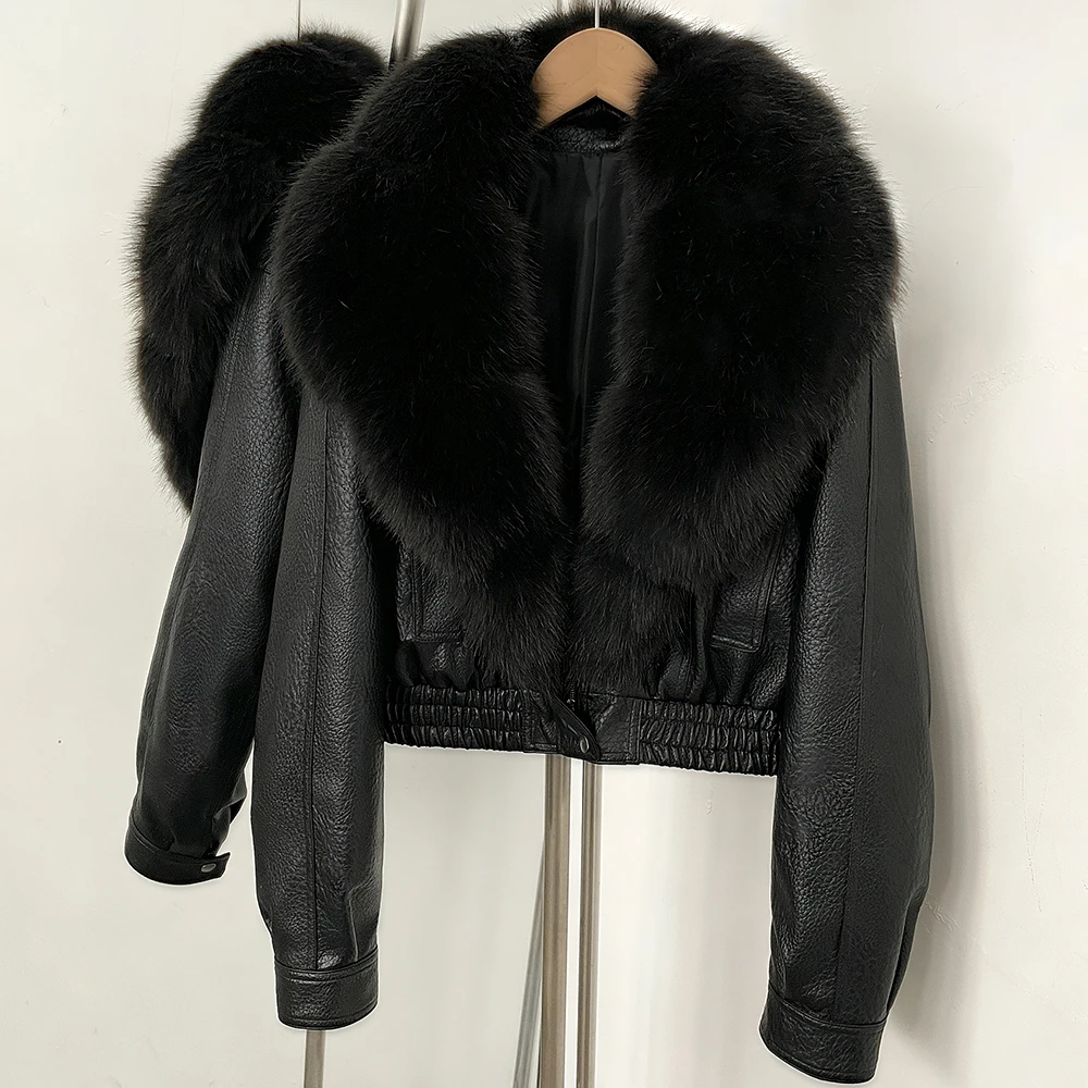 PU Leather Jacket Fashion Women's Jacket with Fur Artificial High Quality Faux Fur Jacket New Coats and Jackets Autumn Winter