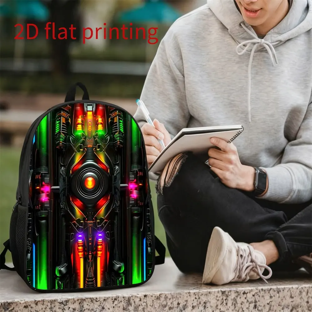 

Neon Cyber Mechanical Backpack - a lightweight, high-capacity travel bag with adjustable shoulder straps, futuristic technology