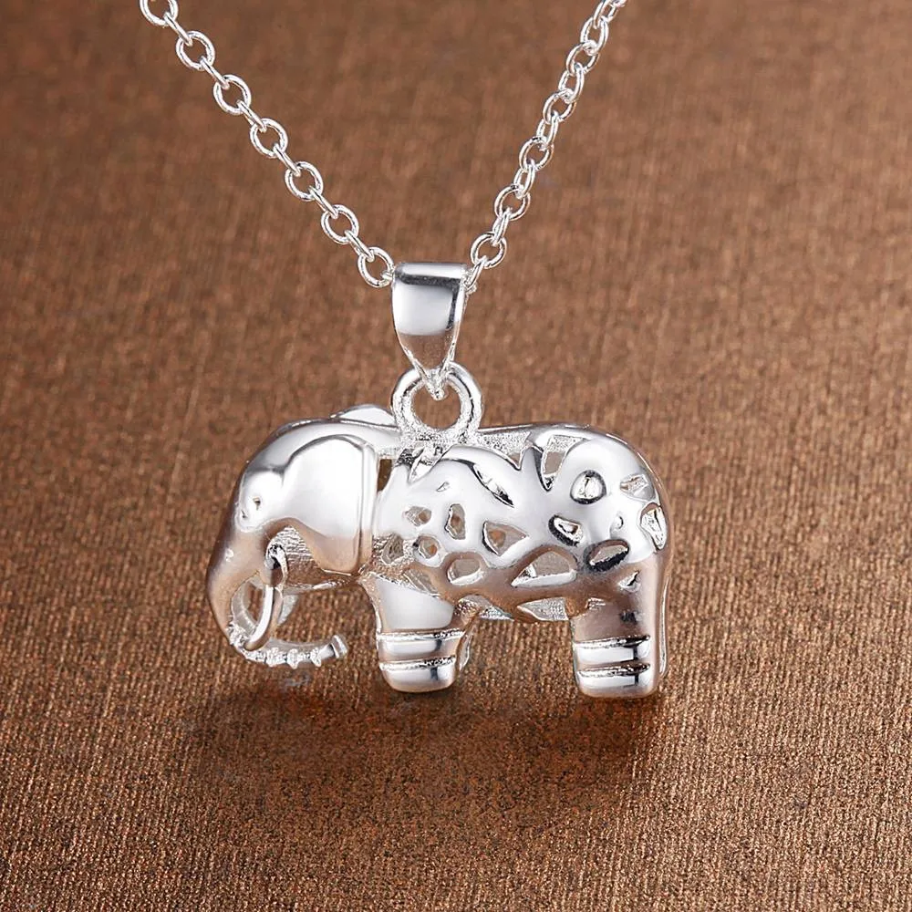 

Fine charms 925 Sterling Silver Pretty elephant pendant Necklace For Women fashion Wedding accessories party Jewelry gifts