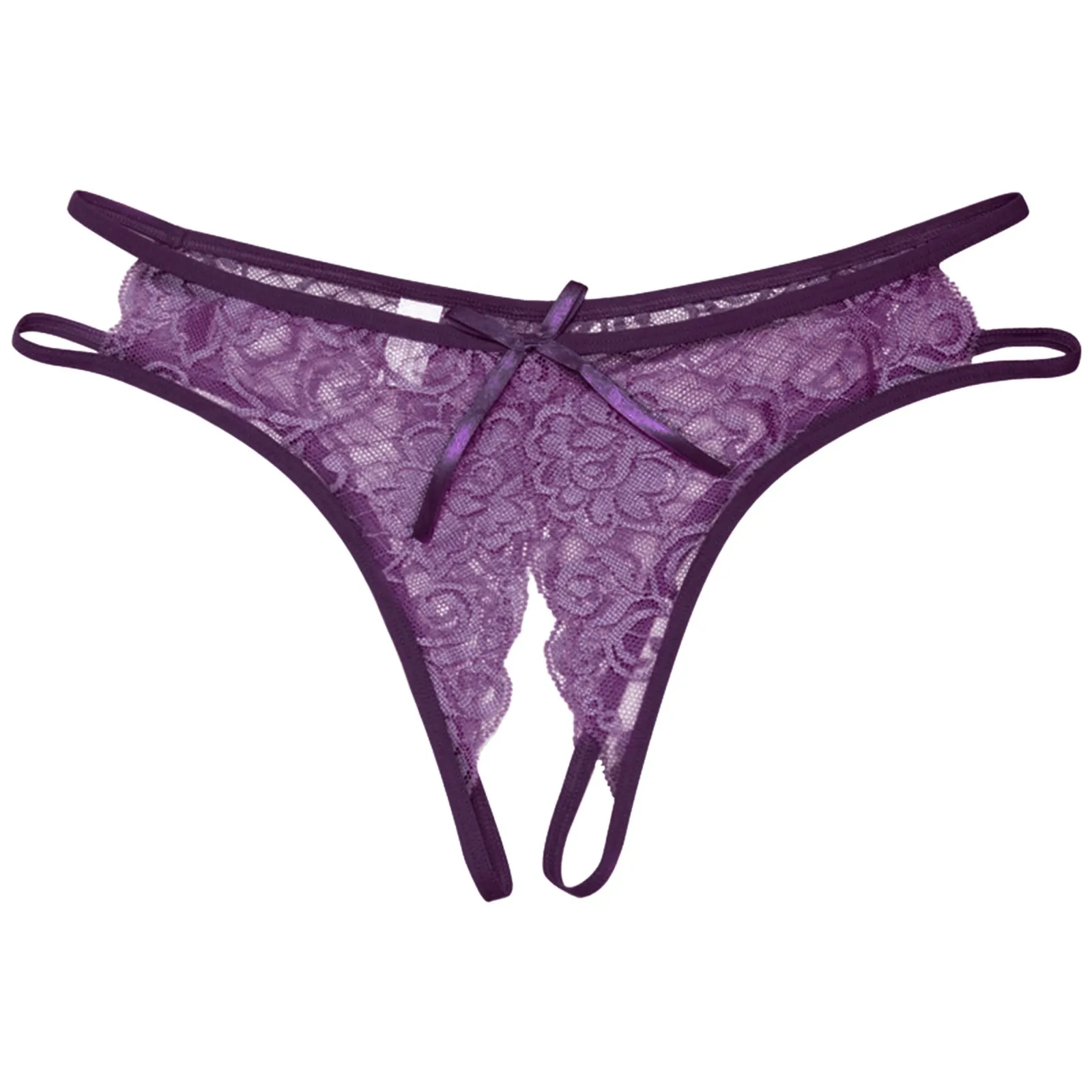 Tanga abierto ahuecado para mujer, ropa interior de cintura baja, bragas de entrepierna, Tanga de encaje Sexy, bragas sin entrepierna