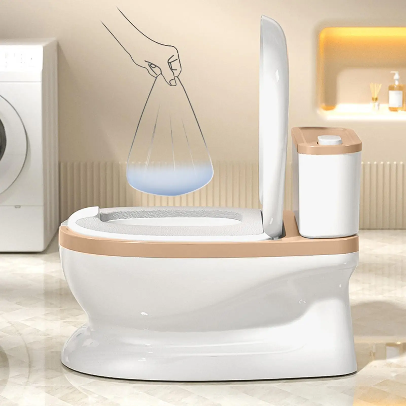 

Kids Toilet Realistic Flush Button Children Potty Trainer Toilet For 1-3 Years Old Boys Preschoolers Bathroom Living Room