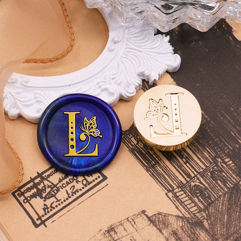 Vintage Initial Alphabet A B C S M L T K Wax Seal Stamps 25 mm Removable Brass Letter Pattern for Decorating Wedding Invitations