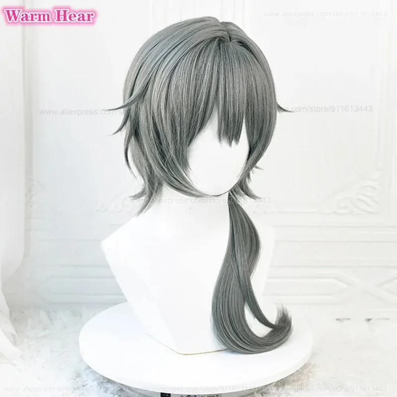 

COSda@High Quality Game ES Shiina Niki Long 60cm Grey Cosplay Wig Heat Resistant Synthetic Hair Halloween Party Wigs + Free Wig