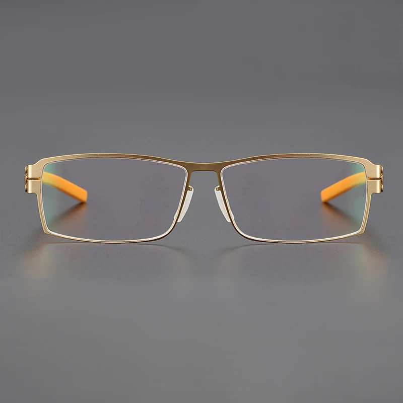Handmade Screwless Rectangle Men's Glasses Frame German Brand Design Eyeglasses Women Ultralight Stainless Steel Eyewear Male
