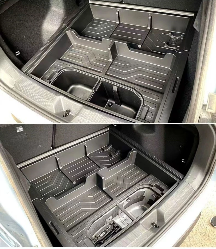 ABS Car Rear Trunk Bottom Storage Box Organizer For VW ID.4 CROZZ ID4 X 2024-2021 ID4 Cargo Storage Case Accessories