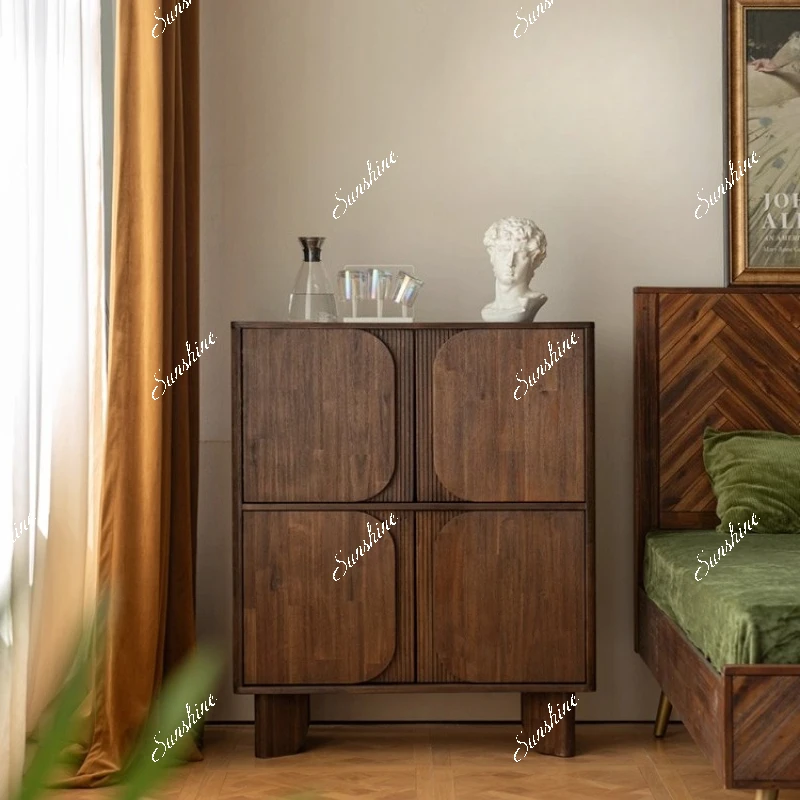 

TTRetro solid wood dining side cabinet living room bedroom household storage cabinet small apartment