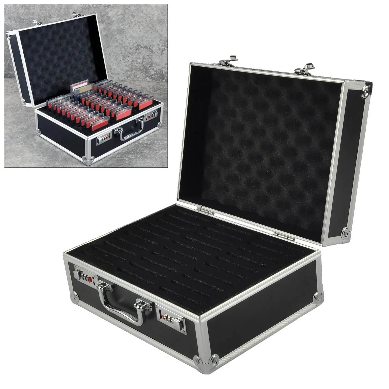 Lockable Storage Case for Graded Trading Cards with Convenient Handle