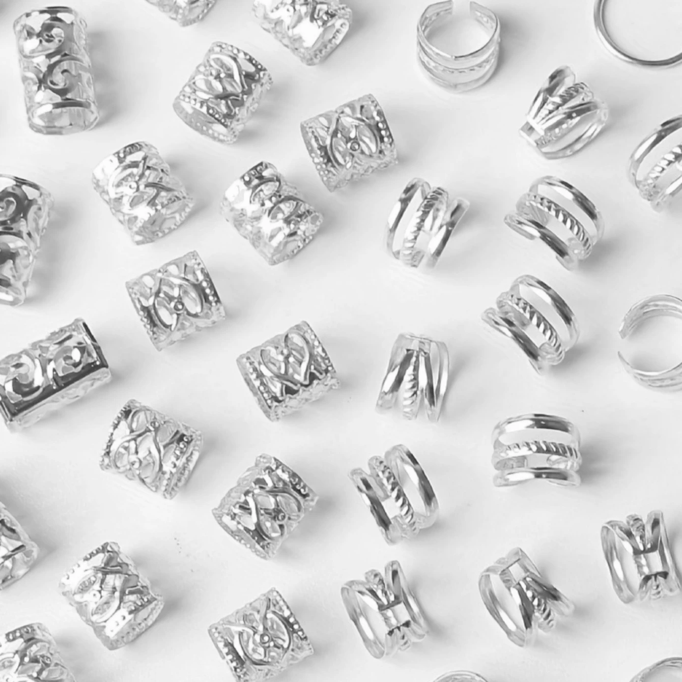 80PCS/Set Vintage Hollow Hair Rings Alloy Hair Cuff Hair Pins Loops Hair Accessories Loc Hair Jewelry for Braids image 6