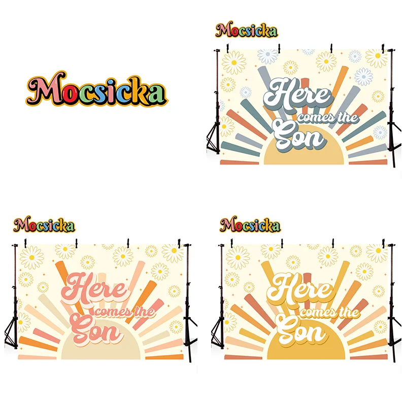 

Mocsicka Photography Background Here Comes The Son Birthday Party Background Daisies Kids Birthday Party Banner Props Studio