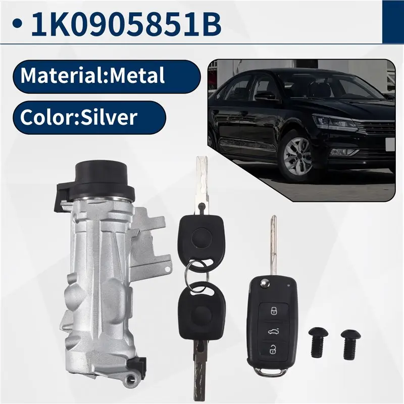 AS60-Ignition Switch Lock Cylinder Assembly Remote Control With Lock Cylinder Key 1K0905851B, ILA740 For VW Passat 2012-2019
