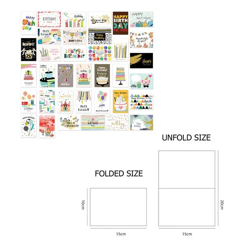 

36Pcs Birthday Cards With Envelopes Greeting Cards Party Supplies Blessing Gift Half Fold Card 36 Birthday Cards With Envelopes