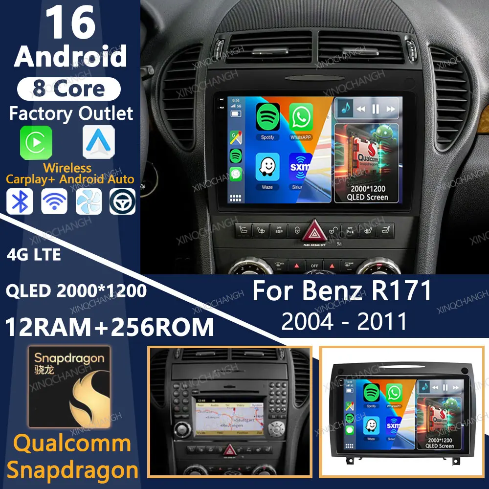 

Автомагнитола Android 16 для Mercedes-Benz SLK-Class R171 2004-2011 с Carplay, Auto, 2DIN, мультимедиа, видеоплеером и GPS
