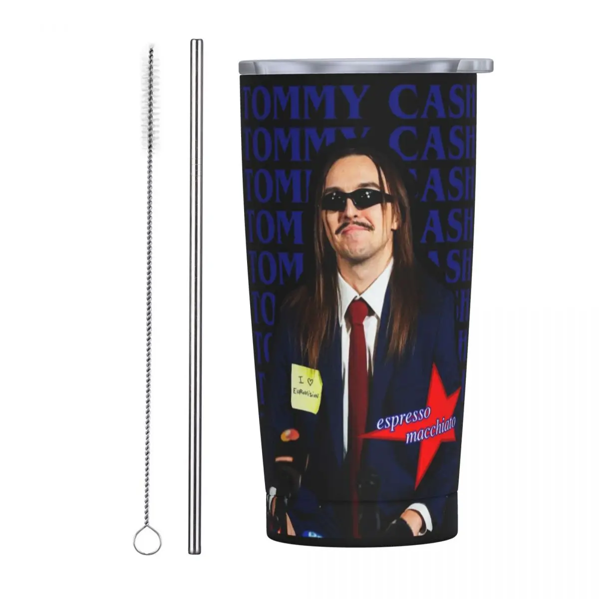 Tommy Cash Espresso Macchiato Eurovisions 2025 Estonia Vaso Tazas de café con aislamiento al vacío Frasco de vacío Taza de coche Bebida fría caliente