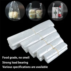 100pcs/pack 3 Sizes Carry Out Bags White Gift Bag Retail Supermarket Grocery Shopping Plastic Bags with Handle Food Packaging