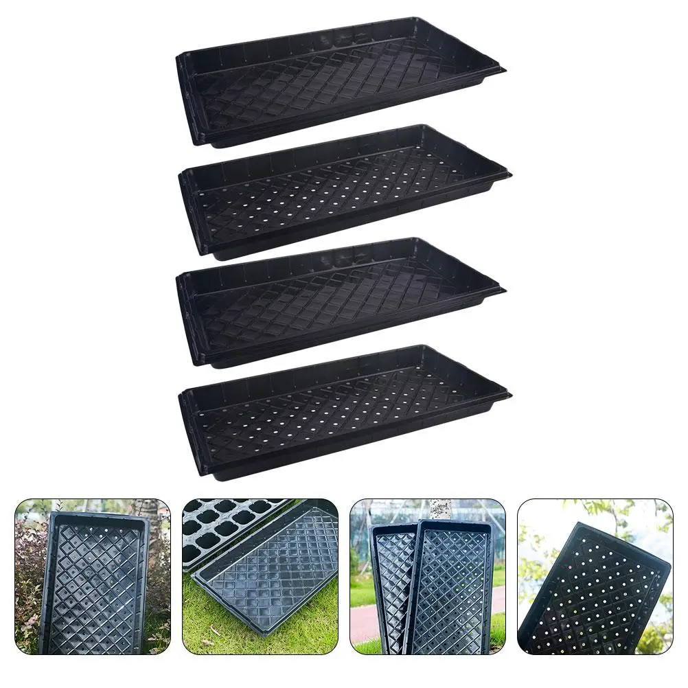 냄비 플라스틱 트레이에 대 한 4 Pcs 물 묘목 트레이 하단 기본 식물 냄비 직사각형 꽃 저장소