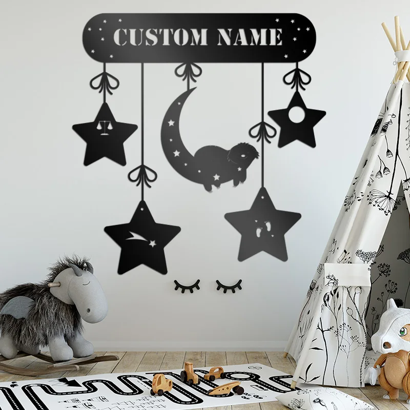 

1PC New Stars, moons, sloths Personalized Name Tin Signs Tin Plaque Metal Plate Signs For Living Room Decor For Coffe Shop Decor