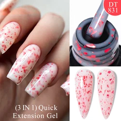 MEET ACROSS 7ml Red Foils Quick Extension Gel Nail Polish For Nails Pink Gold Milky White Glitter Semi Permanent UV Gel Nail Art