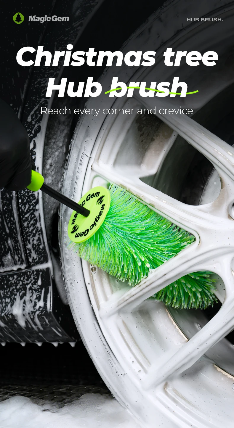 Magic Ge Autowaschbürste, Plüsch Premium Felgenbürste mit Rutschfestem Griff, Einfache Reinigung von Felgen, Speichen und Radnaben, Auto-Detailing – Detail 1