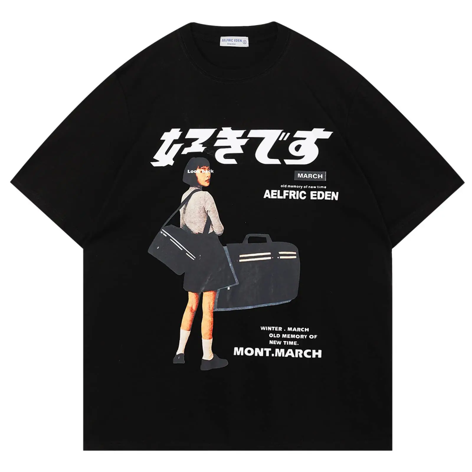 تي شيرت Aelfric Eden للرجال برسومات كبيرة الحجم صيفي للجنسين من القطن بأكمام قصيرة مطبوع برقبة دائرية على طراز الأميرة طازج