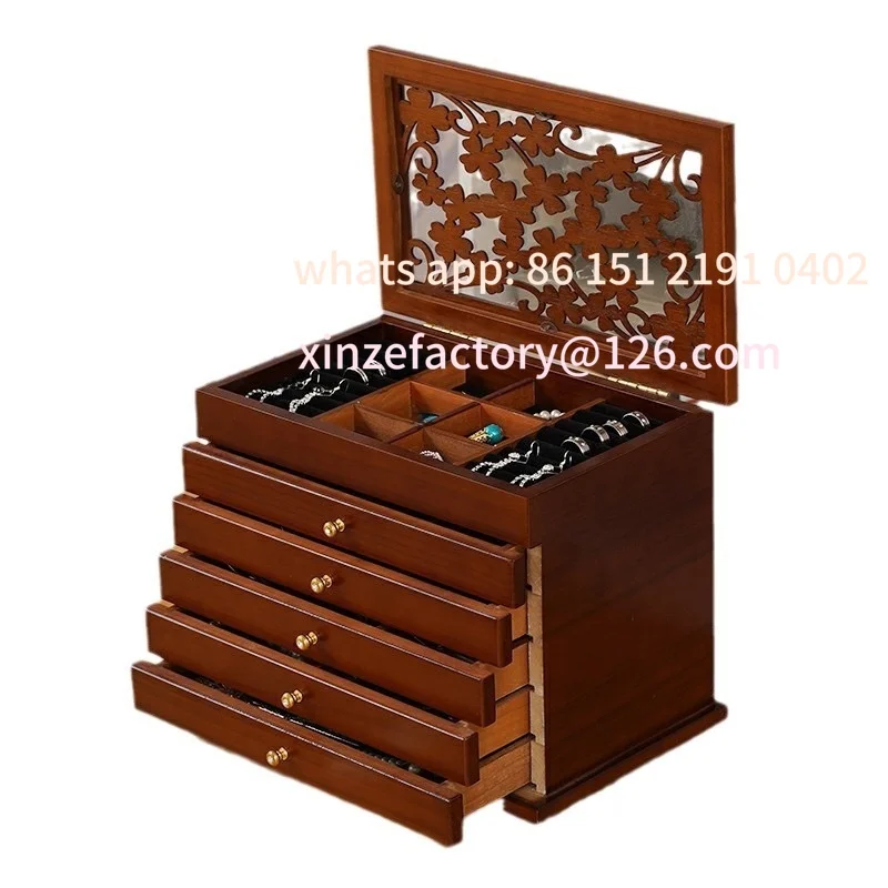 

Customizable Wooden Jewelry Box Wedding Accories Storage Organizer for Earrings Nelaces Rings Traditional Chinese S
