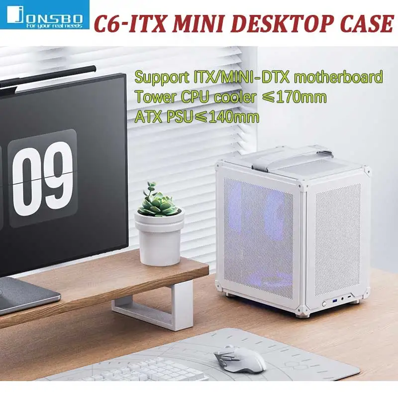 JONSBO C6-ITX Portable desktop Mini Mesh case supports tower cooler ≤170mm ATX PSU ITX/MINI-DTX motherboard Comes with handle