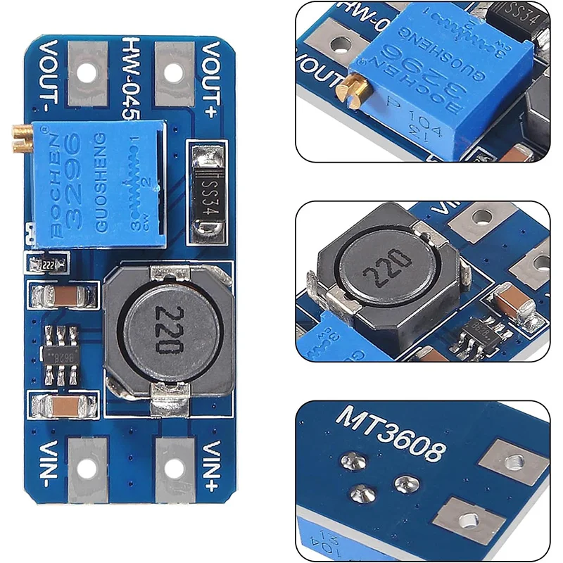 Convertisseur élévateur MT3608 DC-DC, Module d'alimentation, carte élévatrice, sortie MAX 28V 2A, 1 à 10 pièces