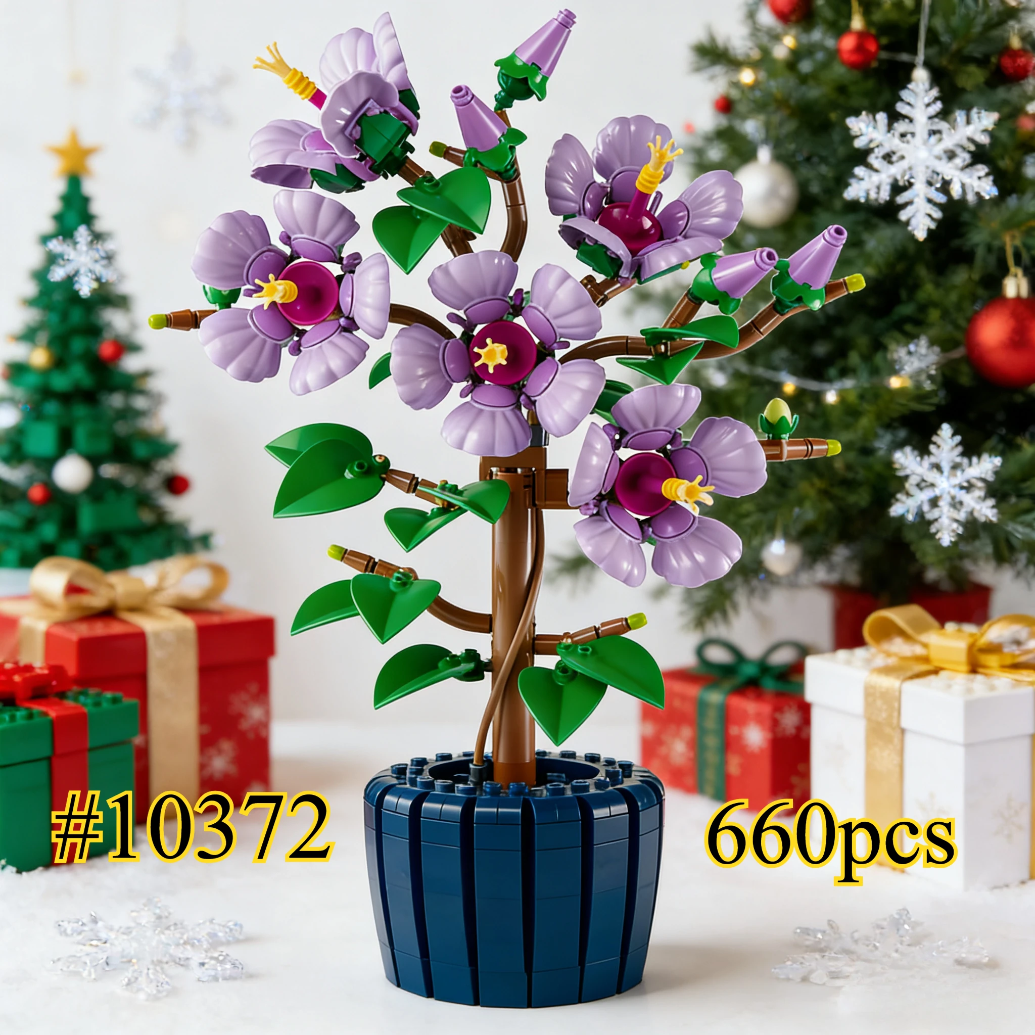

Наборы строительных блоков Purple Flower Plant 10372, подходящие для рождественских подарков, совместимые с частицами Legoed, 660 шт.