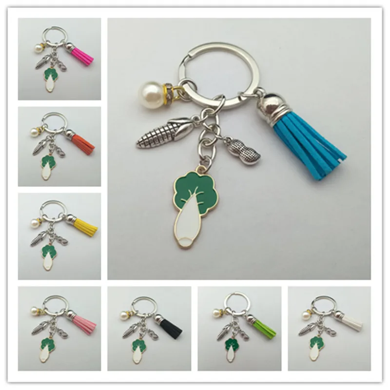 Creative simulation peanut keychain cabbage corn food keychain mini peanut car bag pendant student gift keychain accessories