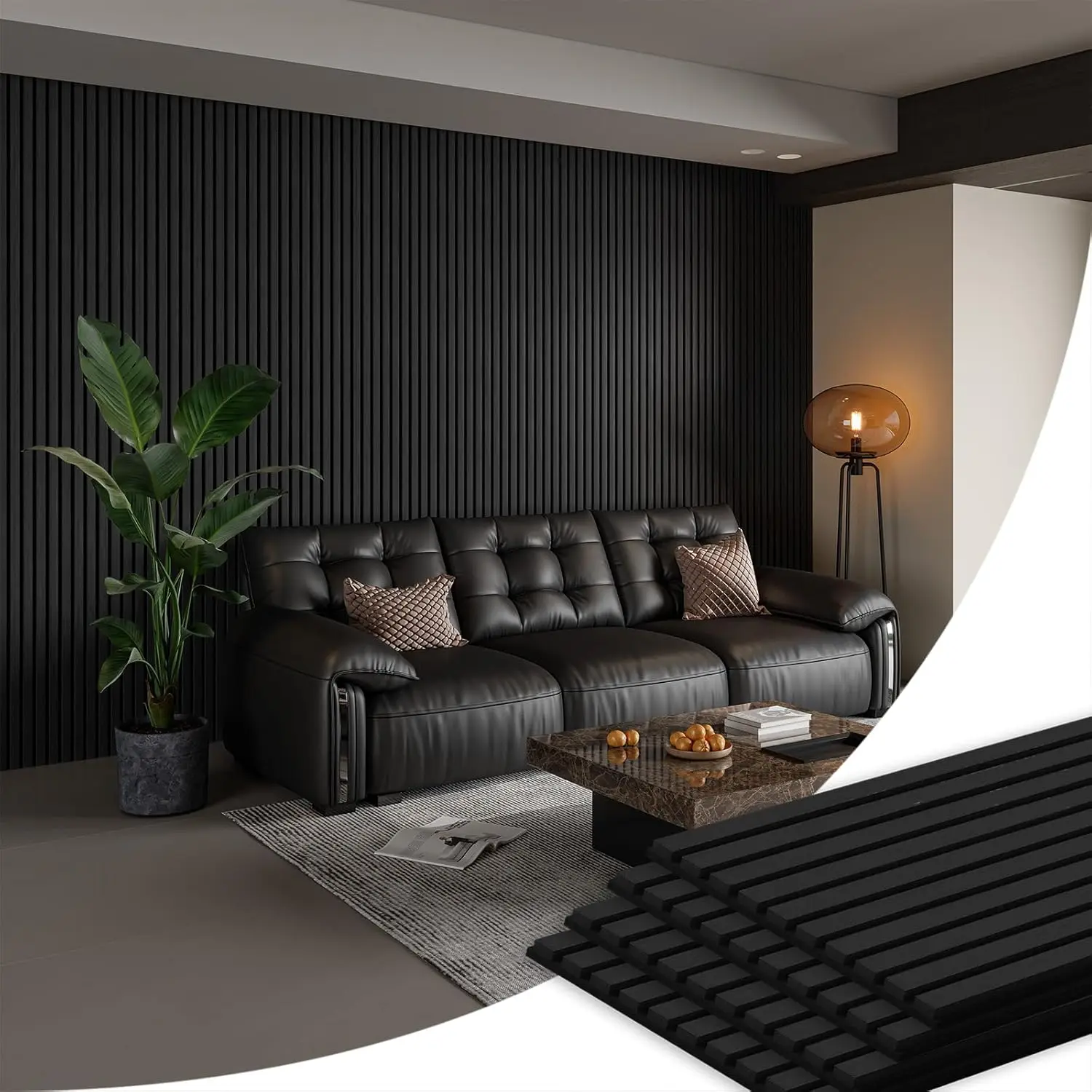 

Набор из 4 деревянных стеновых панелей, звукоизоляционные акустические панели для декора интерьера, матовое черное покрытие