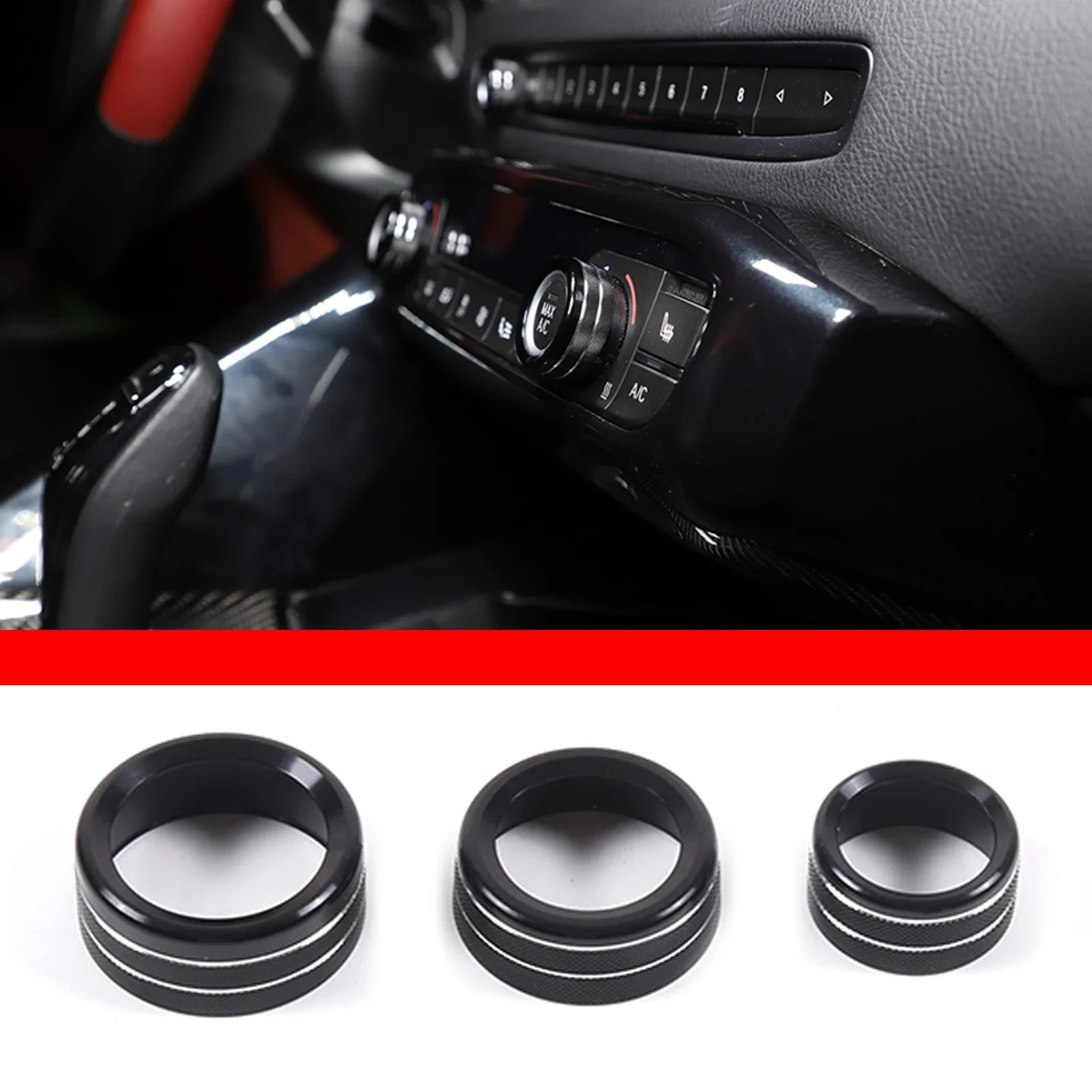 

3Pcs Aluminum Alloy Car Interior Air Conditioning Volume Adjustment Knob Cover Trim for Toyota GR Supra A90 2019-2022