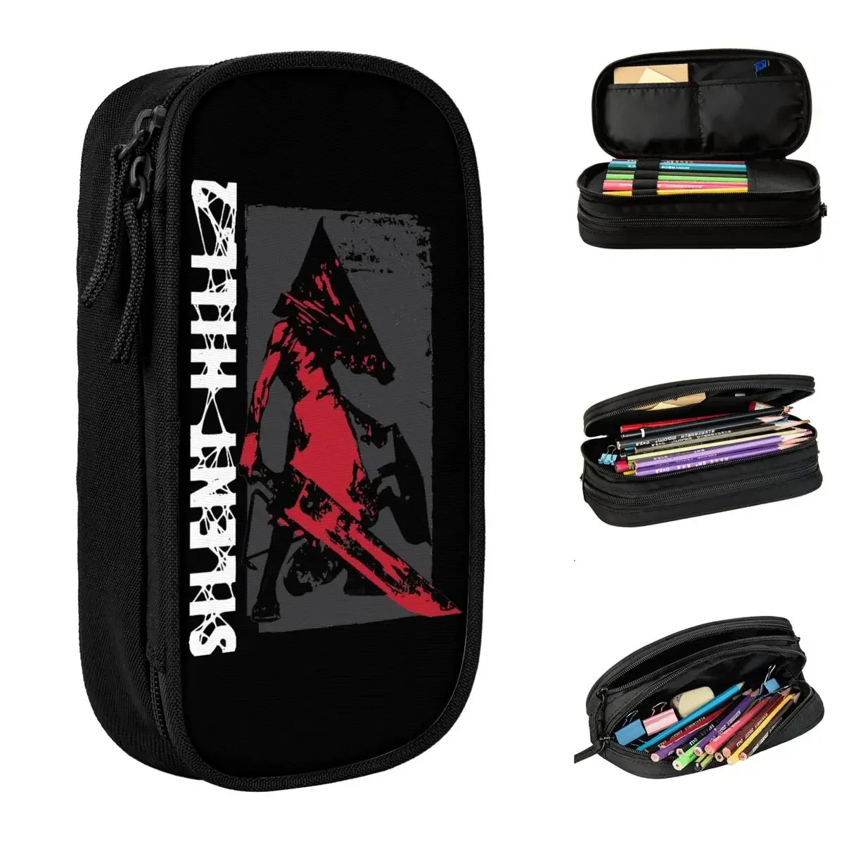 Silent Hill Red Pyramid Thing Pencil Cases Fun Horror Game Pen Bags Girls Boys Big Capacity School Supplies Cosmetic Pencil Box