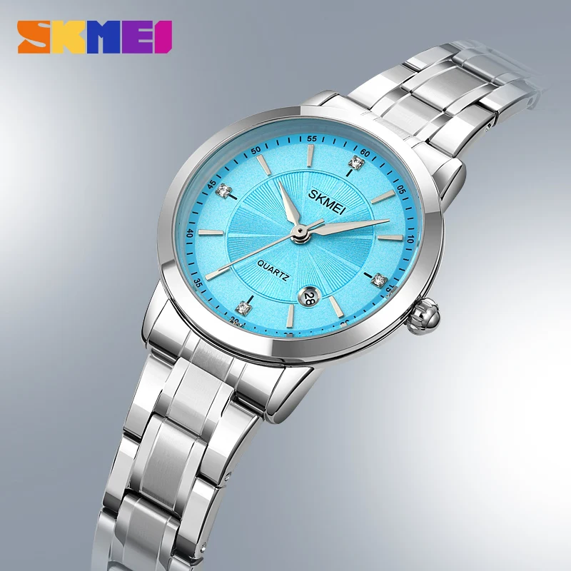 SKMEI New Style Quartz Watch Luxury Sports Women's Watches Calendar Stainless Steel Ladies Dress Bracelet Simple Casual Clock