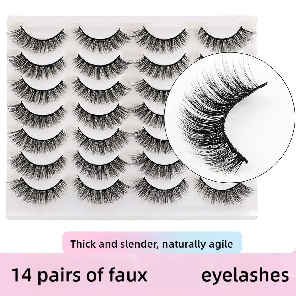 14 Paare heißer Verkauf natürliche lange 3d Nerz Wimpern weiche kurze Faux Cils handgemachte gefälschte Wimpern Make-up-Tool Wimpern verlängerung Maquiagem