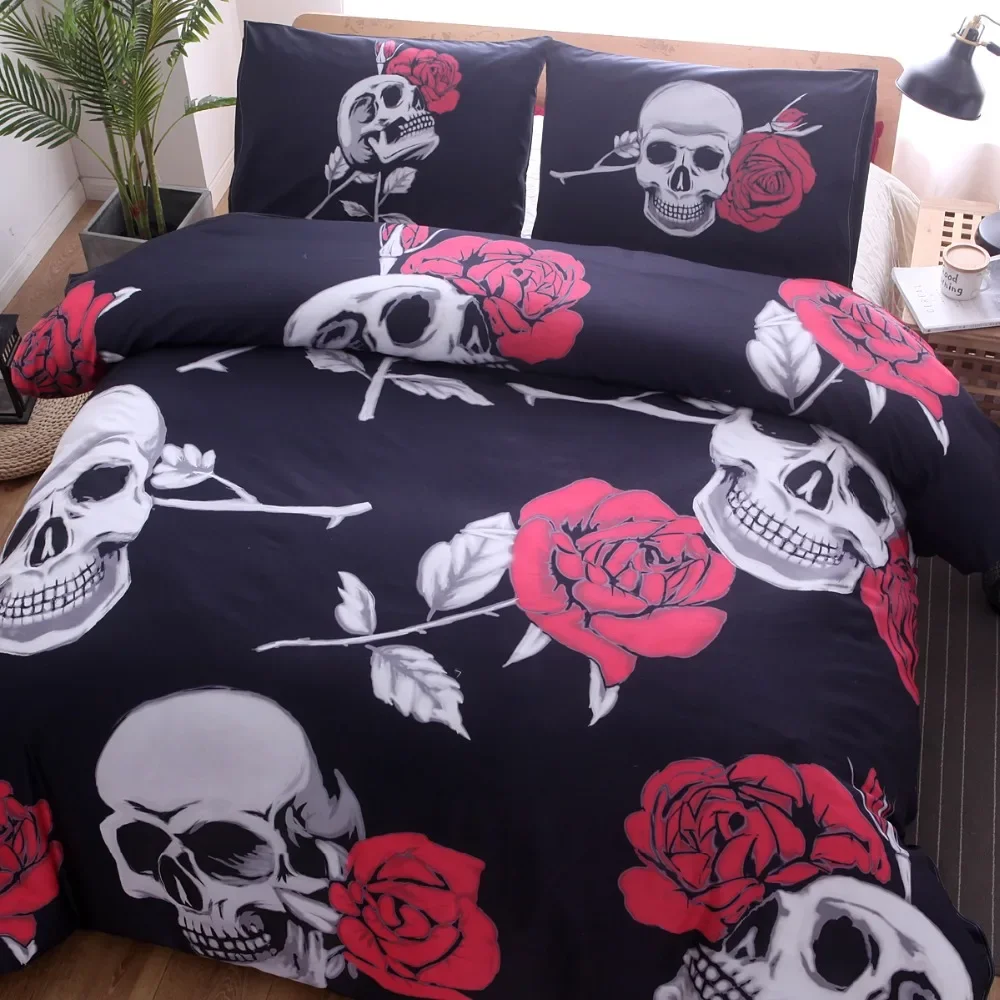 

Bedclothes Dekbedovertrek 200x200 King Duvet Cover Set Bed Set Luxury Housse De Couette 220x240 Dropship OEM Skull Bed Bedlinen