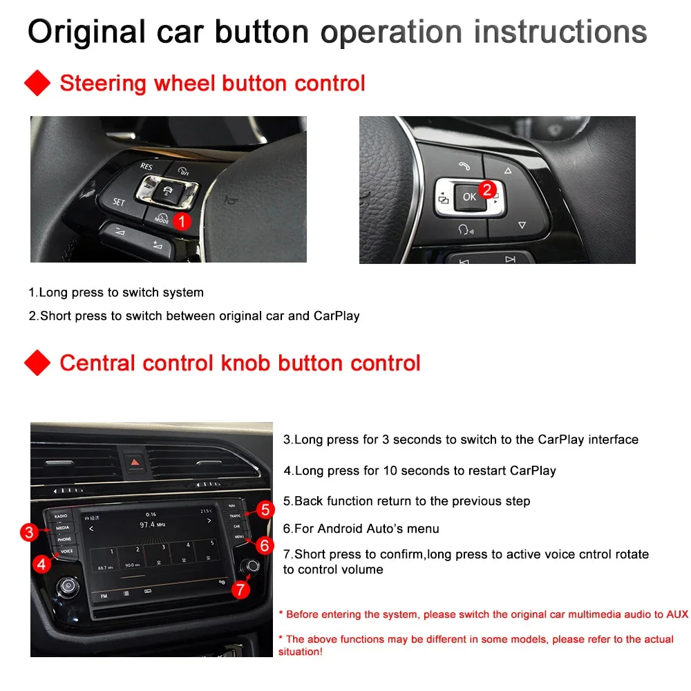 Draadloze Carplay Android Auto Voor VW Volkswagen Golf7 Tiguan Lamando Magotan Phideon Teramont Met MIB1/MIB2 Upgrade module