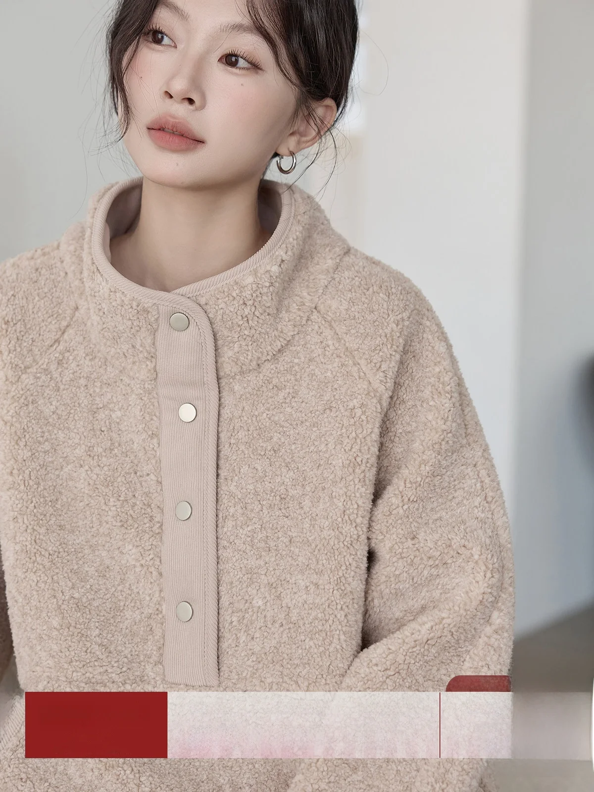 

HuiXi Fleece Lined Hoodie Women's Autumn Winter Fashion Casual Loose Fit Color Korean Style Long Sleeve Sweatshirt