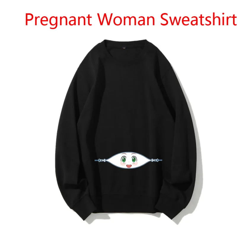 Maternity Woman Sweatshirt Spring Autumn Sweaters Funny Anime Baby Eye Mischievous Expression Print Pregnant Women Pullover